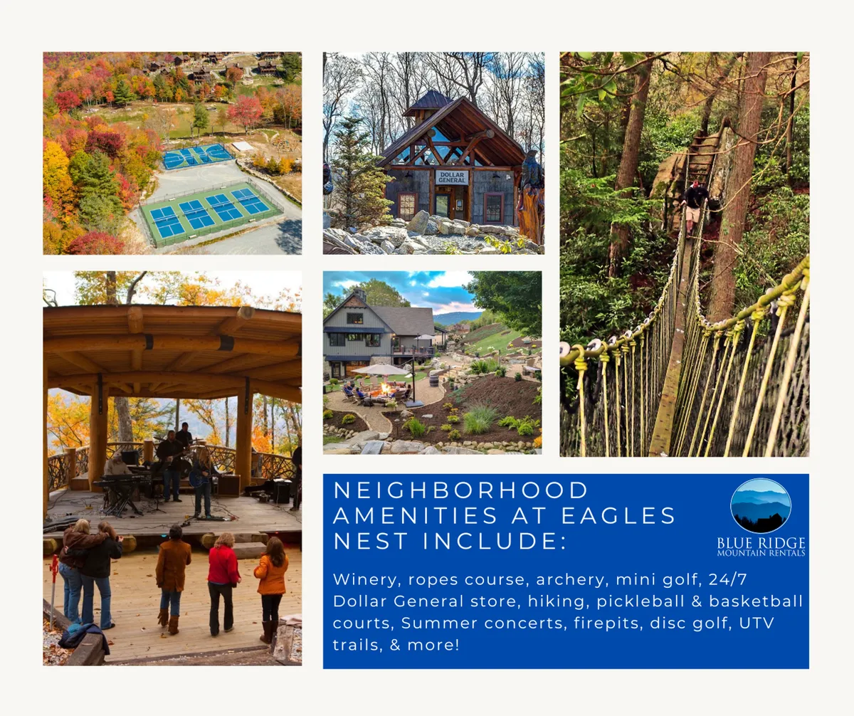 This vibrant exterior image showcases various recreational amenities such as mini golf, archery, and disc golf, set against a backdrop of natural landscapes and community gathering spots. The scene is lively, hinting at both the adventure and family-friendly activities available on-site, with the Great Camp vibe evident.